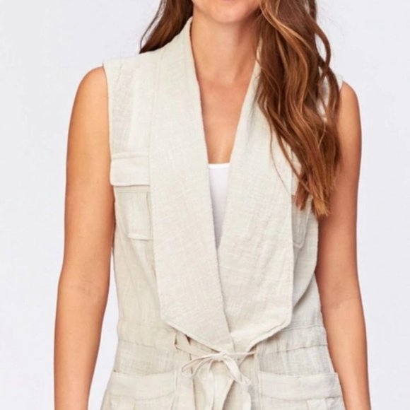 XCVI Jackets & Blazers - XCVI Wearables Justina Gauze Drawstring-Waist Vest, M